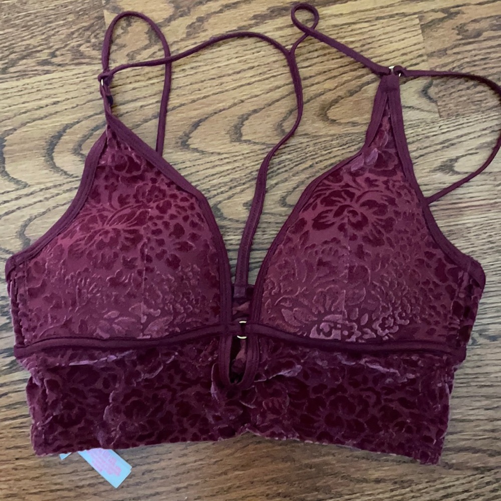 Pink velvet bralette size S